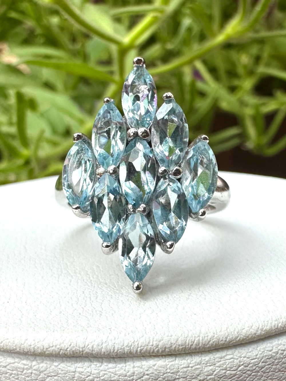 Swiss Blue Topaz Statement Ring, Sterling Silver, Sz 7, BRAND NEW
